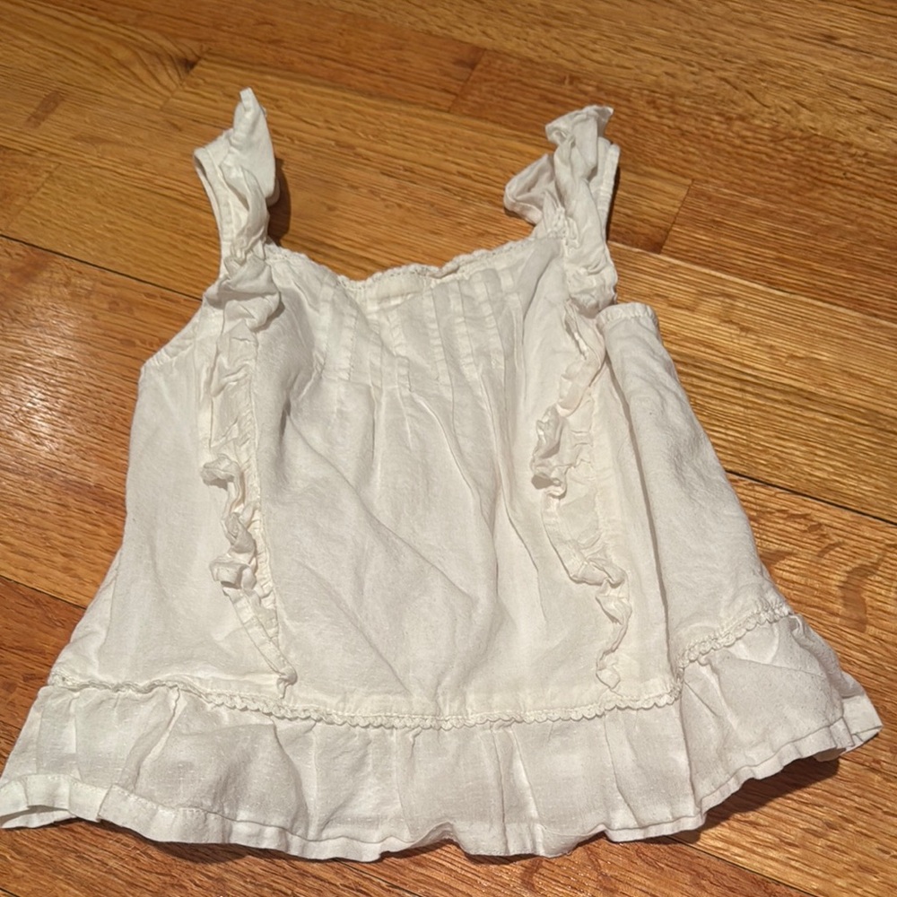 White Ruffled Sleeveless Top